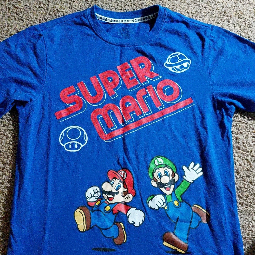 Super Mario Blue Kids Short Sleeve Tee